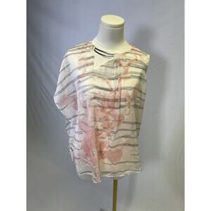 Halston Heritage Womens Sheer Layered Asymmetrical Blouse Top White Size 4 White